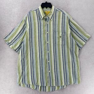 VTG Duck‎ Head Linen Shirt Mens XL Striped Camp Beach Laganlook Vacation 90s